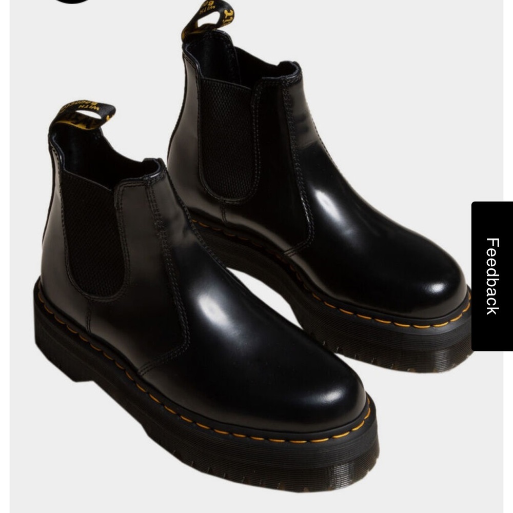 DR. MARTENS quad platform black womens chelsea boots